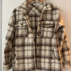 Brown and tan shacket